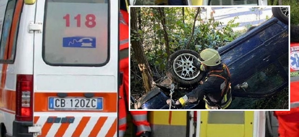 Perde il controllo dell'auto che si ribalta fuori strada tra gli alberi: ferito il conducente